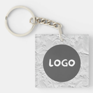 Witte Patroon Business Logo & QR-code dubbelzijdig Sleutelhanger