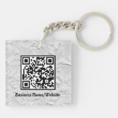 Witte Patroon Business Logo & QR-code dubbelzijdig Sleutelhanger (Achterkant)