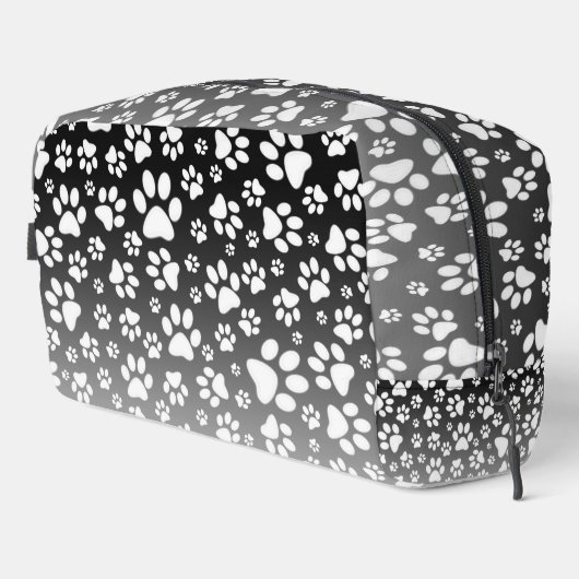 Witte patroonpoten op verloopachtergrond toilettasje (Rechterhoek)