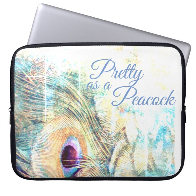 Witte paukveer  als pauw pastel laptop sleeve (Voorkant)