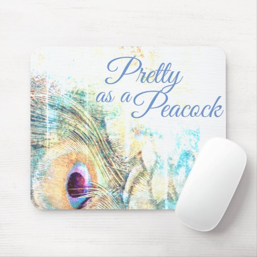 Witte paukveer als pauw pastel muismat (Met muis)