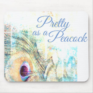 Witte paukveer  als pauw pastel muismat