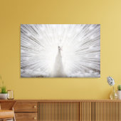 witte pauw - 3 panels canvas afdruk (Insitu (Woonkamer))