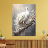 Witte Pauw Canvas Afdruk (Insitu (Woonkamer))