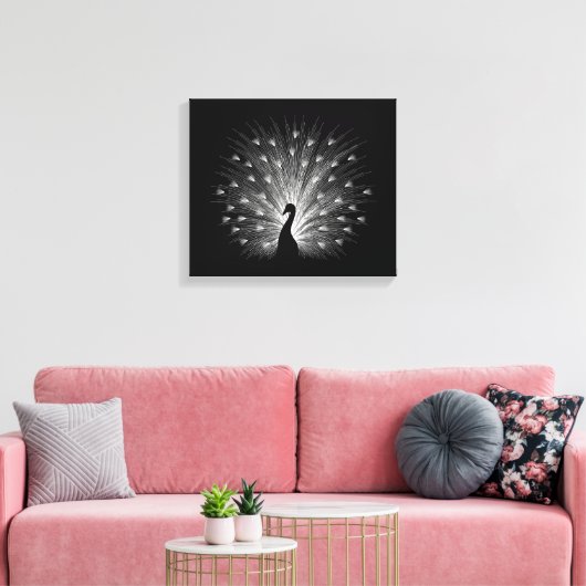 Witte pauw canvas afdruk (Insitu (Woonkamer))