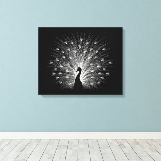 Witte pauw canvas afdruk (Insitu (Houten vloer))