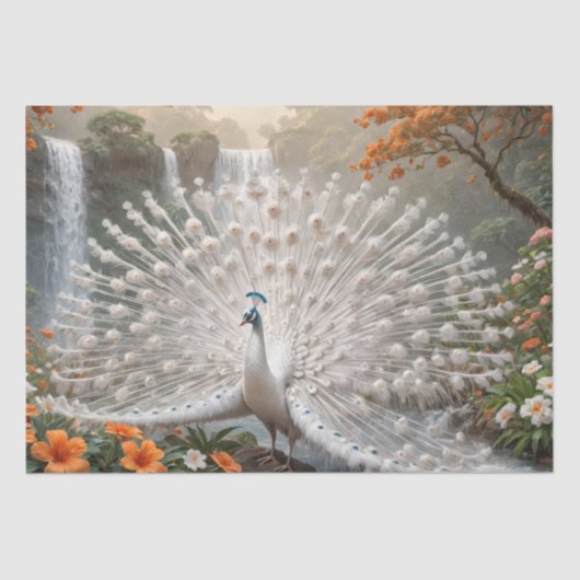 Witte pauw - Decoupage - Tissuepapier (Voorkant)