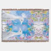 Witte pauw en bloeiende sakura / aanpasbaar deken (Voorkant)