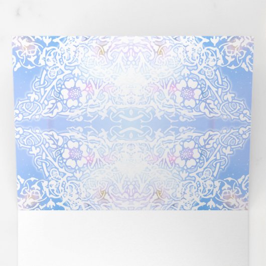 Witte pauw en bloeiende sakura / Romantische liefd Drieluik Kaart (Binnenzijde eerst)