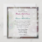 Witte Pauw en Veer bruiloft uitnodiging (Achterkant)