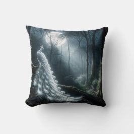 Witte pauw in het maanverlichte bos kussen