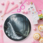 Witte pauw in het maanverlichte bos papieren bordje (Feest)