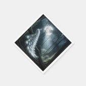 Witte pauw in het maanverlichte bos servet (Hoek)