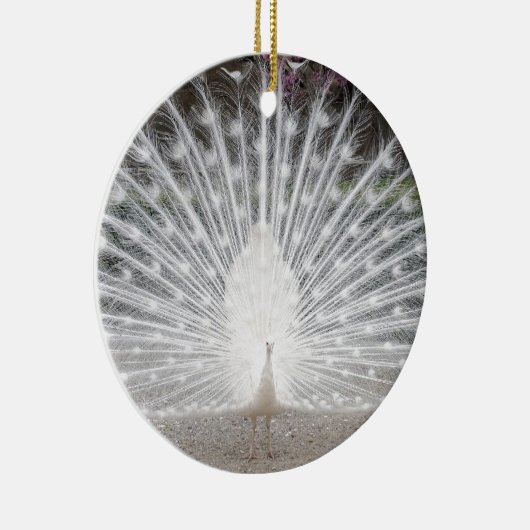 witte pauw keramisch ornament (Rechts)