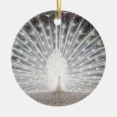 witte pauw keramisch ornament (Voorkant)