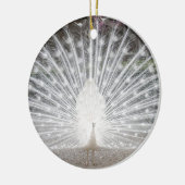 witte pauw keramisch ornament (Links)