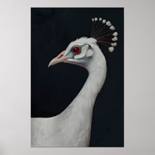 Witte Pauw Kunstprint, Dierenportret Vogel Poster