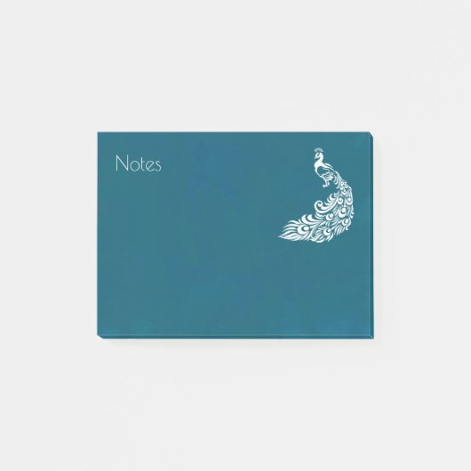 Witte Pauw op Teal Krachtige Art Deco Design Post-it® Notes (Voorkant)