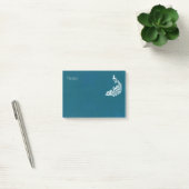 Witte Pauw op Teal Krachtige Art Deco Design Post-it® Notes (Kantoor)