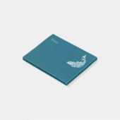 Witte Pauw op Teal Krachtige Art Deco Design Post-it® Notes (Schuin)