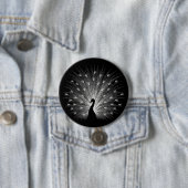 Witte pauw ronde button 7,6 cm (In situ)