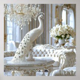 Witte pauw sculptuur poster