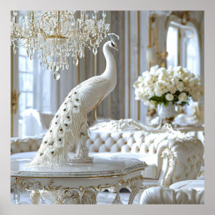 Witte pauw sculptuur poster