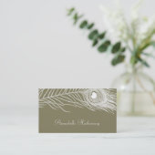 Witte Pauw Veer Profiel Kaarten Visitekaartje (Staand voorkant)