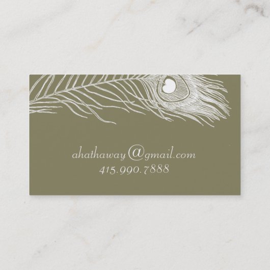 Witte Pauw Veer Profiel Kaarten Visitekaartje (Achterkant)