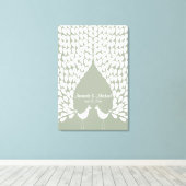 Witte pauwen bruiloft gastenboek canvas (Insitu (Houten vloer))