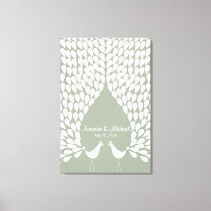 Witte pauwen bruiloft gastenboek canvas afdruk