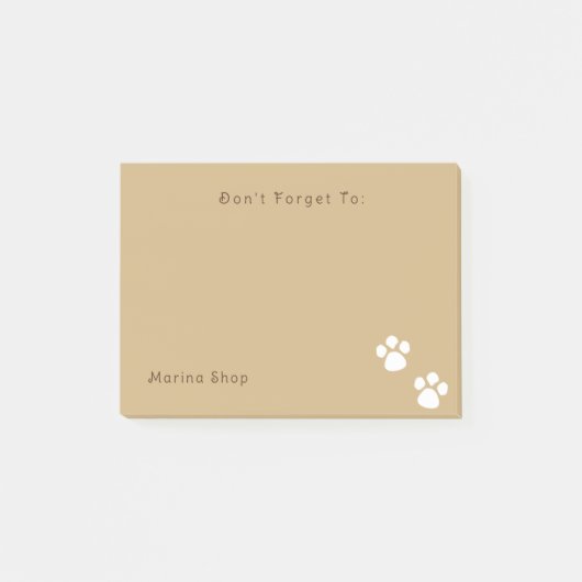 Witte Paw print Leuk licht Bruin Post-it® Notes (Voorkant)