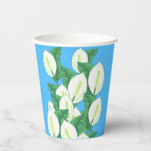 Witte Peace Lily Illustratie Bord Blauw