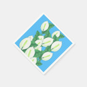 Witte Peace Lily Illustratie Bord Blauw Servet (Hoek)