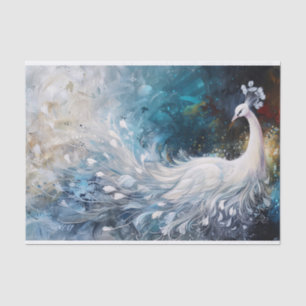 Witte Peacock Abstract Olieverfschilderij Decoupag Tissuepapier