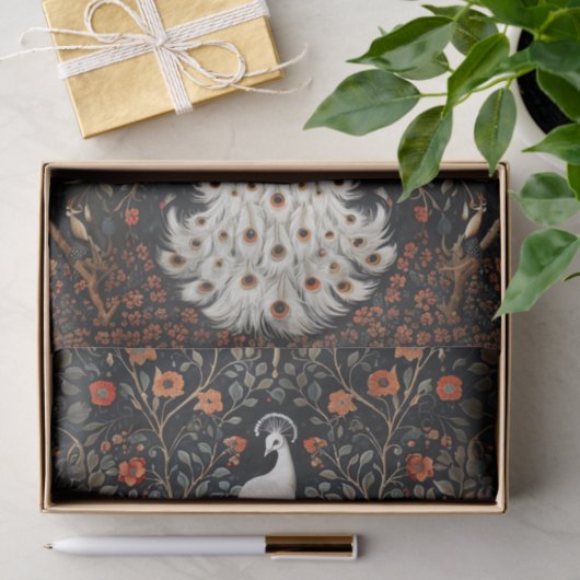 Witte Peacock Bloemen Bramble Patch Decoupage Tissuepapier (Geschenk)