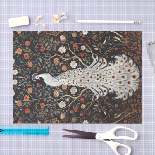 Witte Peacock Bloemen Bramble Patch Decoupage Tissuepapier (Craft)