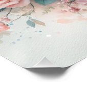 Witte Peacock Blush Roze Rozen Decoupage Perfect Poster (Hoek)