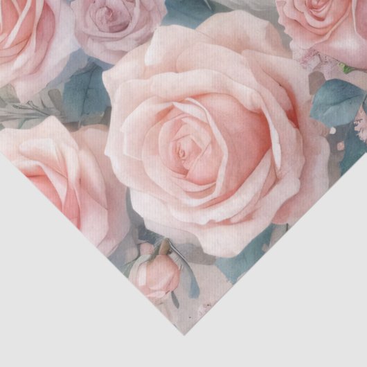 Witte Peacock Blush Roze Rozen Decoupage Tissuepapier (Detail)