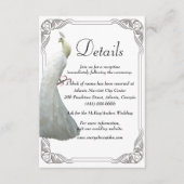 Witte Peacock bruiloft details Informatiekaartje (Voorkant)