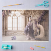 Witte Peacock & Lila Elegant Vrouwenportret Tissuepapier (Craft)