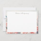 Witte Peacock met Blush Pink Roses gepersonaliseer Notitiekaartje (Voorkant)