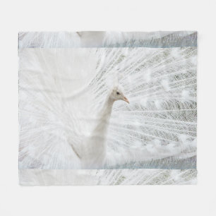 Witte Peacock mooie veren Fleece Deken