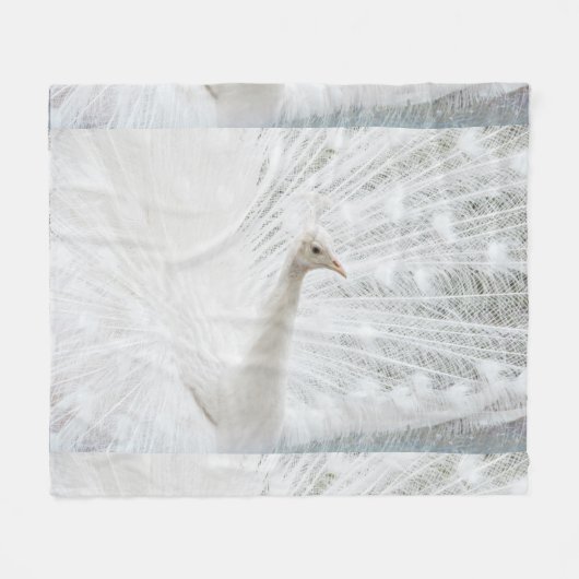 Witte Peacock mooie veren Fleece Deken (Voorkant (Horizontaal))