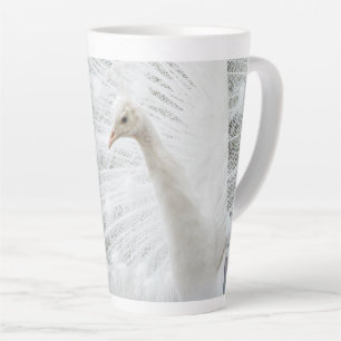 Witte Peacock mooie veren Latte Mok