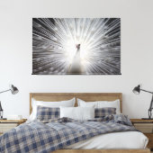 Witte Peacock op Premium Verpakt Canvas (Glans) Afdruk (Insitu (Slaapkamer))