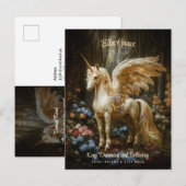  Witte Pegasus Eenhoorn Floral Fantasy Art Briefkaart (Voorkant / Achterkant)