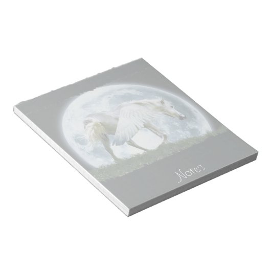 Witte Pegasus en Full Moon Fantasy-Notitieblok Notitieblok (Schuin)