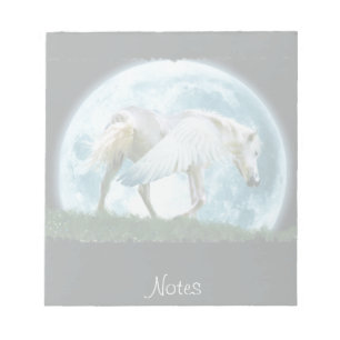 Witte Pegasus en Full Moon Fantasy-Notitieblok Notitieblok