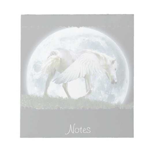 Witte Pegasus en Full Moon Fantasy-Notitieblok Notitieblok (Voorkant)
